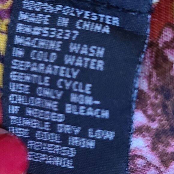 Unique Spectrum Size 3X Red Gold V-Neck Sheer Ruffled Sleeve Bohemian Blouse - Picture 8 of 9